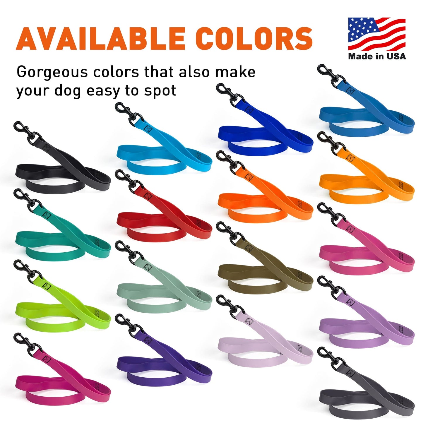 Biothane Waterproof Multi-Handle Dog Leash